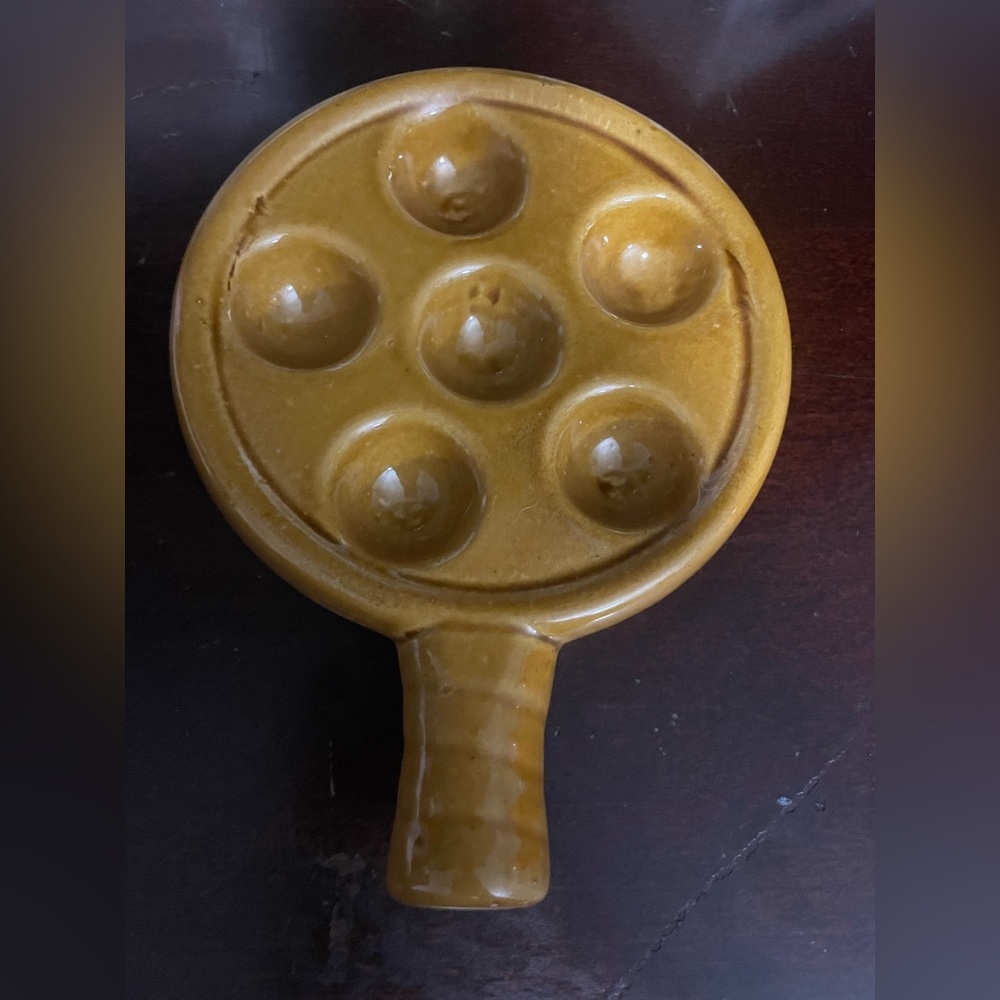 Vintage Brown Ceramic Escargot Dish